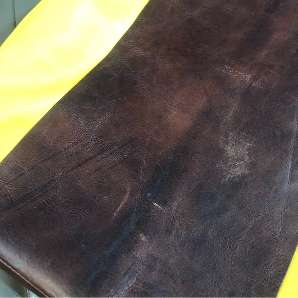 Marta Ray || Mustard Yellow and Leather Brown Tote Bag - Picture 12 of 15